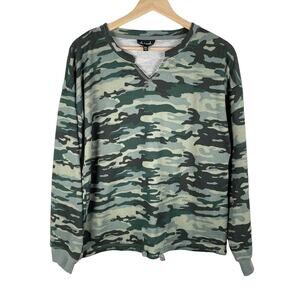 Ali + Andi Camo Crewneck Sweater Women XL Athleisure Sweatshirt Long Sleeve Cozy